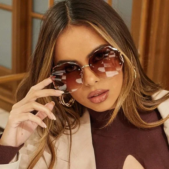 Womens Boho Rimless Sunglasses Travel Accessories - Picture 1 of 6